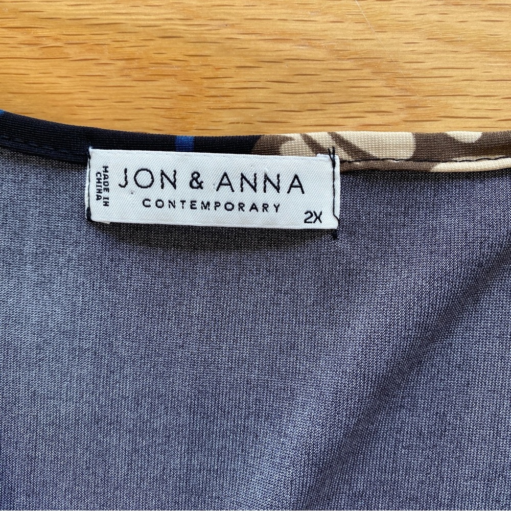 Jon & Anna Contemporary Navy Blue Floral Border Print Smocked Waist Dress 2X - Picture 6 of 7